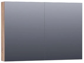 Saniclass Dual Spiegelkast - 100x70x15cm - 2 links- rechtsdraaiende spiegeldeur - MFC - Almond SK-DU100AL