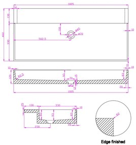 Fontana Portoro Gold badkamermeubel warm eiken 100cm zonder kraangat