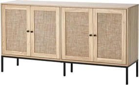 VEVOR Rotan kast Rotan ladekast Opbergkast met 4 magnetische deuren en verstelbare planken, dressoir Buffetkast voor hal Entree Woonkamer Keuken Hal
