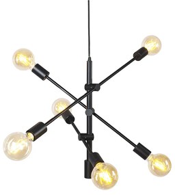 Industriële hanglamp zwart 6-lichts - Sydney Design, Modern, Industriele / Industrie / Industrial E27 Binnenverlichting Lamp