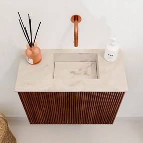 Mondiaz Joya DLux 50cm toiletmeubel ruby met wastafel faye rechts zonder kraangat frappe