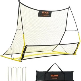 VEVOR 2 in 1 voetbal rebound dubbele netten draagbare rebounder voetbal 25,4 x 25,4 mm, rebounder voetbal ijzeren buis &amp; PE net kinderen &amp; tieners verstelbare voetbaldoel rebounder kicker geel