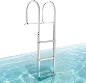 VEVOR aanlegsteigerladder met 3 verwijderbare treden, draagvermogen 227 kg, aluminiumlegering aanlegsteigerladder voor pontonboten met 8 cm brede treden en antislip rubberen mat, voor het aan boord gaan van schepen/meren/zwembaden.