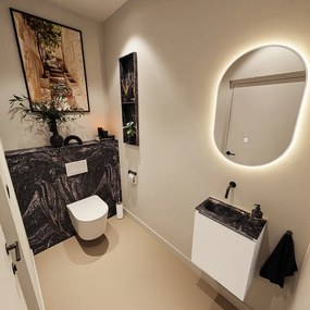 Mondiaz Ture DLux toiletmeubel 40cm talc met wastafel lava links zonder kraangat