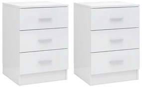 vidaXL Nachtkastjes 2 st 38x35x56 cm bewerkt hout hoogglans wit