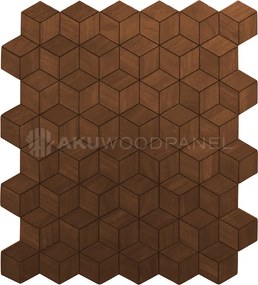 Decopaneel 60 cm x 60 cm Walnoot hout - Lobelia Smoked Brown - 3D Wandpaneel - Wanddeco