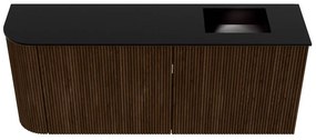 Mondiaz Joya 100cm toiletmeubel ronding links walnut met wastafel faye rechts zonder kraangat urban