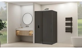 Van Rijn Products ST09 Schuifdeur tbv hoekcabine - 140x200cm - grijs rookglas - soft-close - Gunmetal Geborsteld ST09350140GRGM