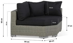 Hoek loungeset  Wicker Grijs 5 personen Garden Collections Toronto