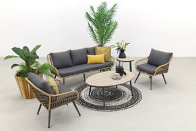 Garden Impressions Margriet stoel-bank loungeset - Natural rotan/Mystic Grey - 5 delig