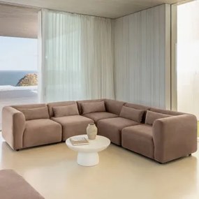 5-delige Modulaire Hoekbank Fogler Corduroy Kameelbruin - Sklum