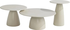Sol lounge tuintafels set van 3 keramiek shiny linen 4 Seasons Outdoor