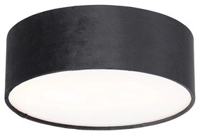 Moderne plafondlamp zwart 30 cm met gouden binnenkant - Drum