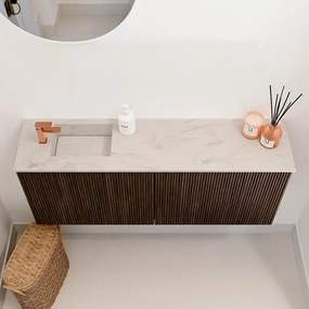 Mondiaz Joya DLux 100cm toiletmeubel walnut met wastafel faye links 1 kraangat opalo