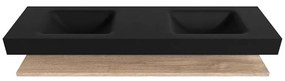 Zaro Alan badmeubel 170cm met planchet washed oak en vrijhangende wastafel cloud dubbel 2 kraangaten urban
