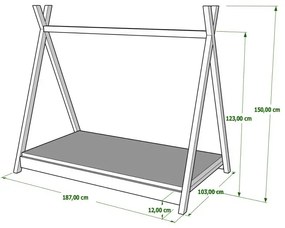 Peuter Roze Eenpersoons hemelbed - Titus Tipi-stijl voor kinderen Kinderen Peuter Junior 5059914021071 Children's Beds Home, 180x90, 12 cm latex met h