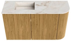 Mondiaz Joya DLux 70cm toiletmeubel ronding rechts oak met wastafel faye links 1 kraangat frappe