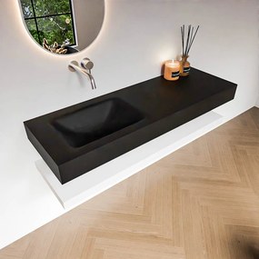 Zaro Alan badmeubel 140cm met planchet talc en vrijhangende wastafel cloud links zonder kraangat urban