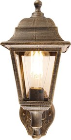 Antieke wandlamp goud IP44 met bewegingsmelder - Capital