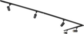 Smart 1-fase railsysteem zwart met 5 spots incl. GU10 - Iconic Jeana