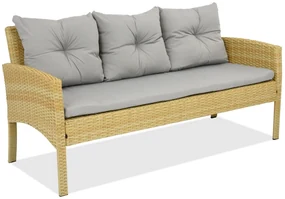 Driezitsbank van kunststof rotan Bari Garden Point beige