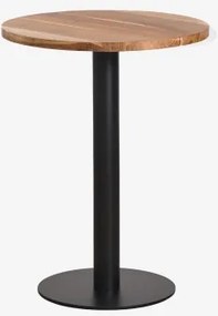 Ronde Barkruk Van Acaciahout Xiren Ø60 Cm & Acaciahout - Zwart - Sklum