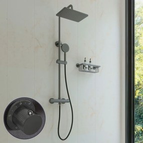 Saniclear Vision Curved Pro opbouw regendouche met 20x30cm hoofddouche verouderd ijzer - gunmetal