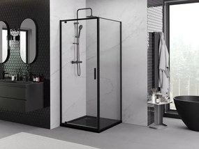 Mexen Exo draaibare douchecabine 90 x 90 cm, transparant, zwart - 8181-090-090-70-00