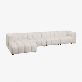 4-delige Linker Modulaire Chaise Longue Bank In Bouclé Stof Eliot Bouclé Crèmebeige - Sklum