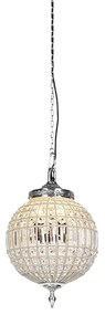 QAZQA Art Deco hanglamp kristal met zilver 35 cm - Kasbah Klassiek / Antiek, Art Deco E27 bol / globe / rond Binnenverlichting Lamp