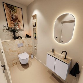 Mondiaz Ture DLux toiletmeubel 60cm cale met wastafel frappe midden met kraangat