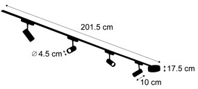 LED Modern railsysteem met 4 Spot / Opbouwspot / Plafondspots zwart 1-fase 200 cm - Magnetic Gert Modern Binnenverlichting Lamp