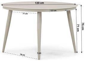 Tuinset Ronde Tuintafel 120 cm Aluminium/rope Taupe 4 personen Coco Antoni/Vienna