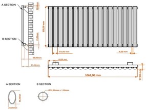 Eastbrook Tunstall radiator 105x60cm 1003W antraciet