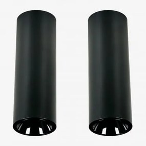Pack Van 2 Ronde Led-opbouwplafondlampen Ø7,2 Cm Voor Buiten In Aluminium Luisiana Zwart & Warm Wit 3000k & 38º & 11 W - Sklum