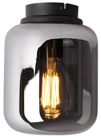 Design plafondlamp zwart met smoke glas - Bliss Design E27 rond Binnenverlichting Lamp