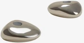 Set Van 2 Aluminium Kandelaren Irpinian Grijs – Chroom - Sklum