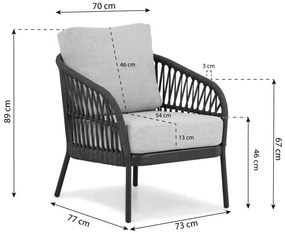Tuinstoel Aluminium/Rope Grijs-antraciet Coco Puerto