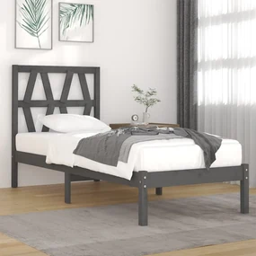 vidaXL Bedframe massief grenenhout grijs 100x200 cm