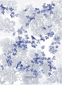 Gewassen linnen keukendoeken volière, 4-delig