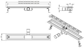 Mueller Luxa RVS douchegoot 120x7cm met flens