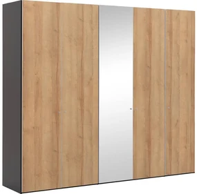 Goossens Kledingkast Easy Storage Ddk, Kledingkast 253 cm breed, 220 cm hoog, 4x draaideur en 1x spiegel draaideur midden