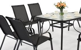 Modena zwart metalen tuinset voor 8 personen met Garden Point vierkante tafel