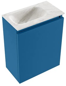 Mondiaz Ture DLux toiletmeubel 40cm jeans met wastafel ostra links met kraangat