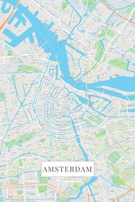 Kaart Amsterdam color, (26.7 x 40 cm)