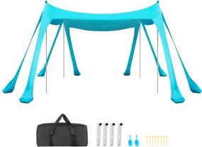 VEVOR strandtent met zonbescherming (UPF 50+) 3 x 3 x 2 m, strandtent met zandzakken, steunpalen en zandschepjes, draagbare zonnescherm voor gezinsuitjes, kamperen, vissen, groen