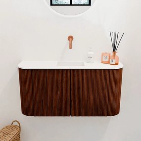 Mondiaz Joya 85cm toiletmeubel ronding links/rechts ruby met wastafel faye midden zonder kraangat talc