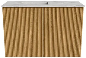 Mondiaz Joya DLux 60cm toiletmeubel oak met wastafel faye links 1 kraangat glace