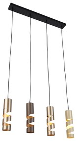 Eettafel / Eetkamer Moderne hanglamp zwart met taupe en beige 4-lichts - Stream Modern GU10 Binnenverlichting Lamp