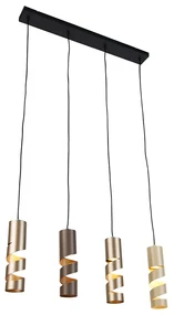 Eettafel / Eetkamer Moderne hanglamp zwart met taupe en beige 4-lichts - Stream Modern GU10 Binnenverlichting Lamp